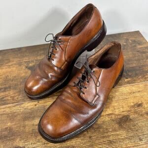 ALLEN EDMONDS Brown Leather Leeds Plain Toe Blucher Lace Up Shoes 10 1/2 B USA